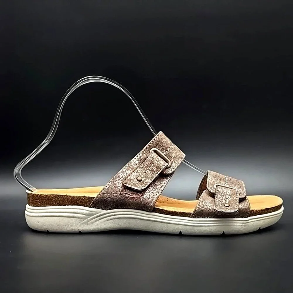 Clarks Collection April Dusk Adjustable Brown Slide Sandals Women’s Size 9.5M - Picture 8 of 12